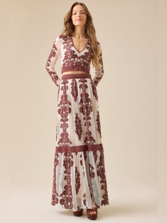 Altar'd State Dresses & Skirts - Altar'd State White Maxi Dress with Rust Floral Embroidery